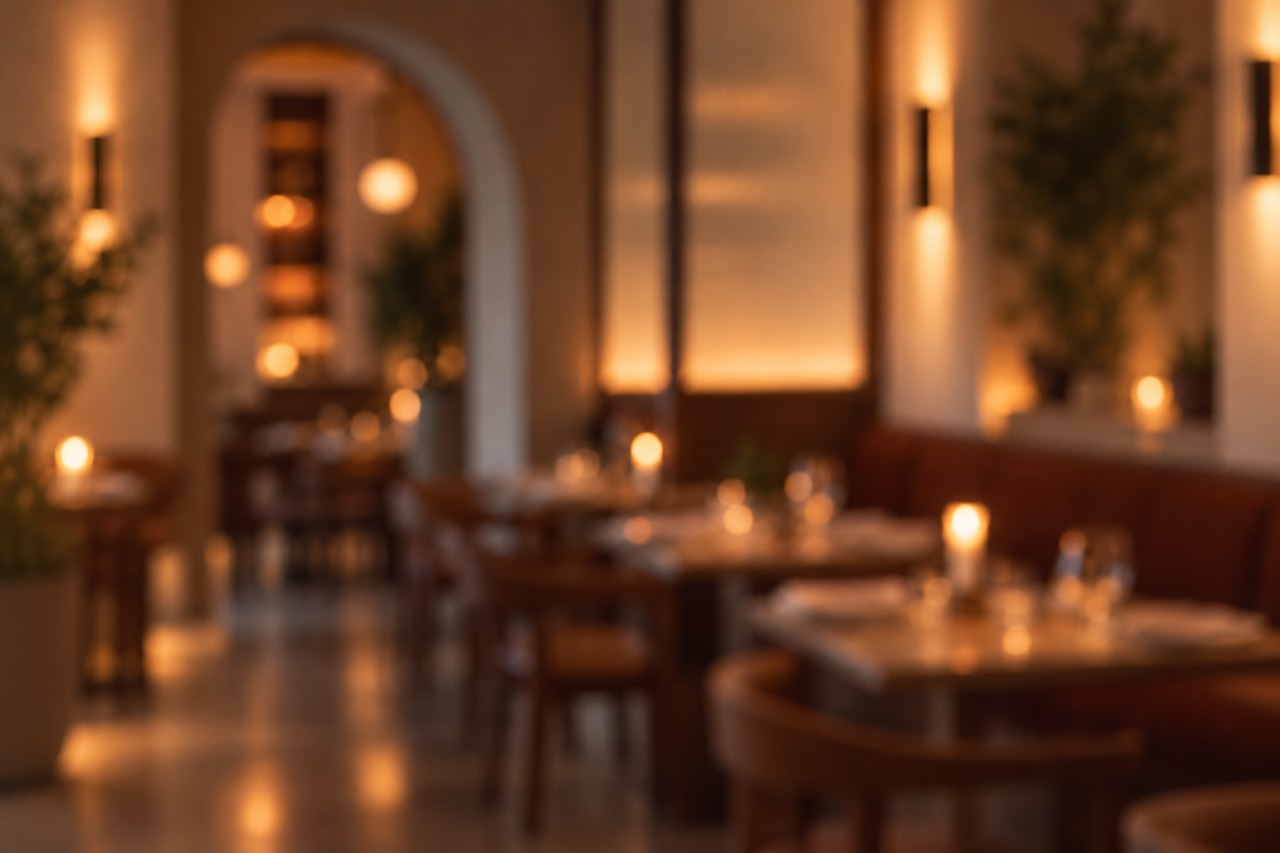 Centrale — softly blurred restaurant interior with arches and warm lighting
